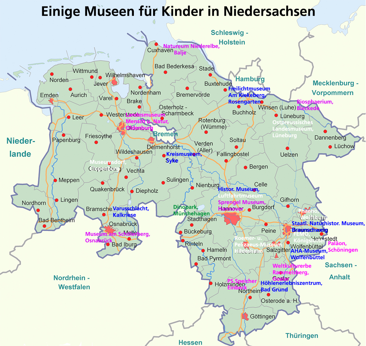 Karte Museen in Niedersachsen | Portal Niedersachsen