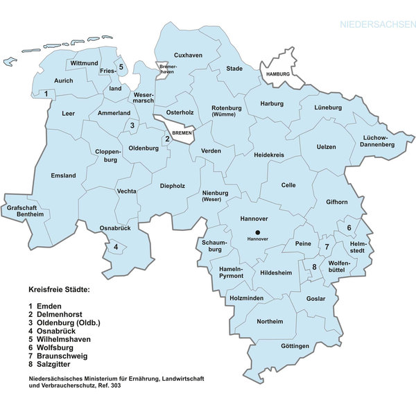 Landkreise und Gemeinden in Niedersachsen  Portal Niedersachsen