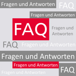 Word cloud with "FAQ" and "Questions and Answers"