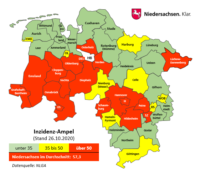 Aktuelle Inzidenz-Ampel für Niedersachsen | Braunschweig Online