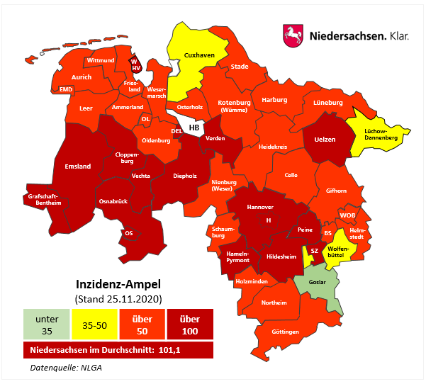 Aktuelle Inzidenz-Ampel fÃ¼r Niedersachsen | Portal