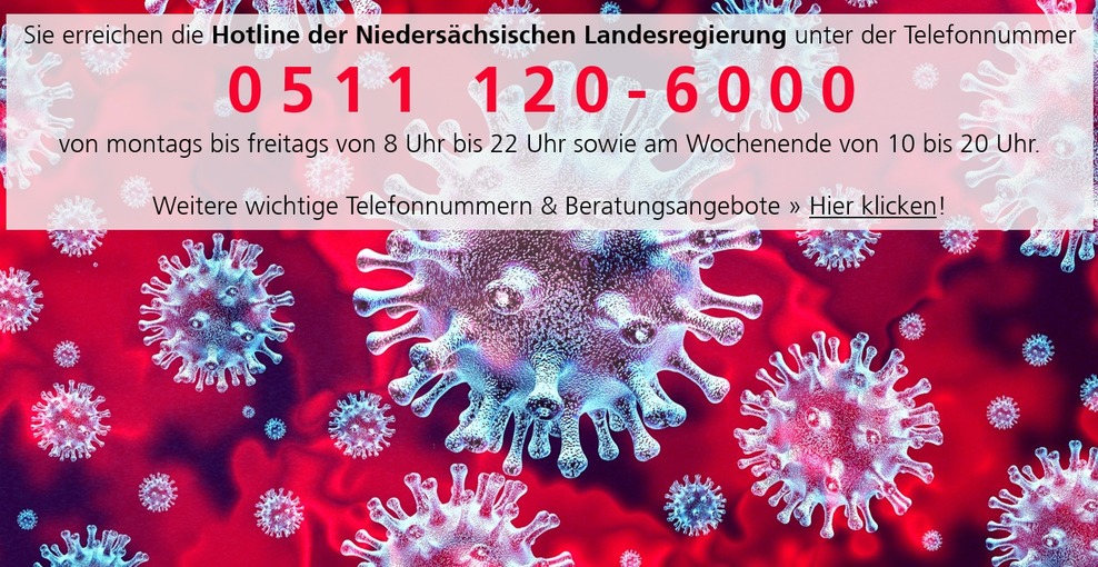 Banner graphic for website with information about the corona virus