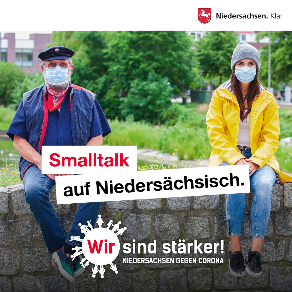 Quadratische Grafik zur Kampagne „Wir sind stärker! Niedersachsen gegen Corona“